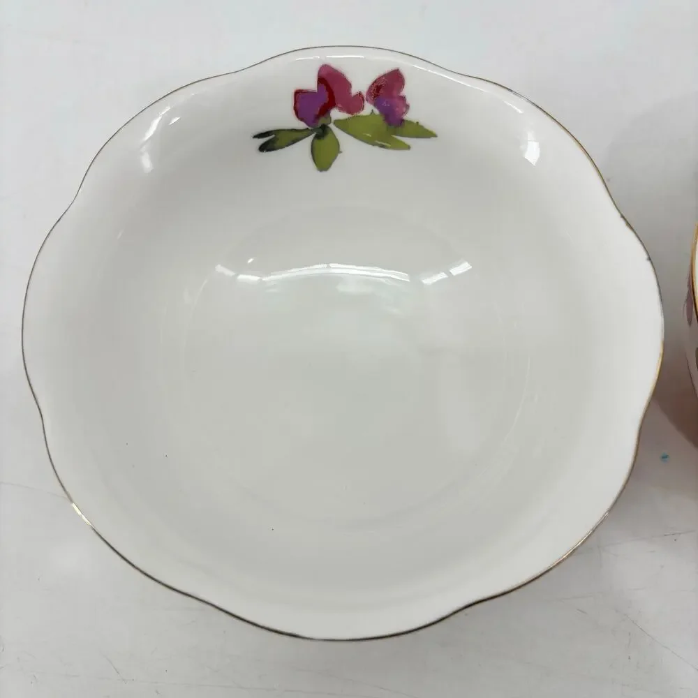 Gracie China Small Soup Bowl Floral Porcelain Bowls Gold Trip Scalloped